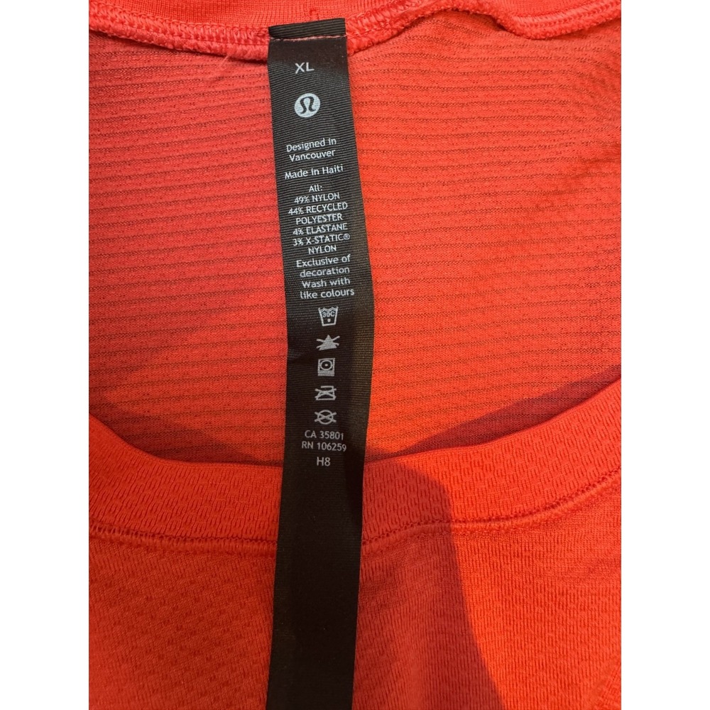 Lululemon Men's Orange Long Sleeve Athletic Workout Fitness Top Shirt Sz XL - Picture 4 of 5